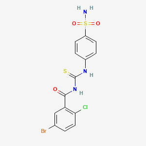 molecular formula C14H11BrClN3O3S2 B3499438 N-({[4-(aminosulfonyl)phenyl]amino}carbonothioyl)-5-bromo-2-chlorobenzamide 