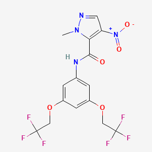 molecular formula C15H12F6N4O5 B3499442 N-[3,5-bis(2,2,2-trifluoroethoxy)phenyl]-1-methyl-4-nitro-1H-pyrazole-5-carboxamide 