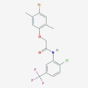 molecular formula C17H14BrClF3NO2 B3499443 2-(4-bromo-2,5-dimethylphenoxy)-N-[2-chloro-5-(trifluoromethyl)phenyl]acetamide 