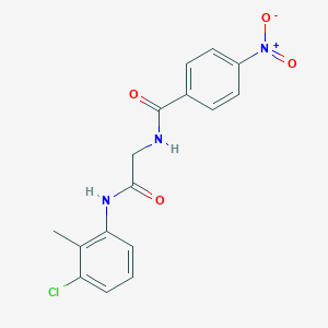 molecular formula C16H14ClN3O4 B3499448 N-{2-[(3-chloro-2-methylphenyl)amino]-2-oxoethyl}-4-nitrobenzamide 