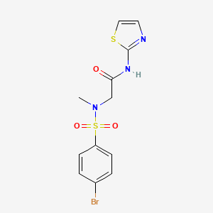 molecular formula C12H12BrN3O3S2 B3499467 N~2~-[(4-bromophenyl)sulfonyl]-N~2~-methyl-N~1~-1,3-thiazol-2-ylglycinamide 