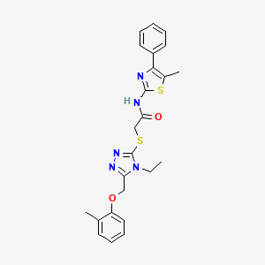 2-({4-ethyl-5-[(2-methylphenoxy)methyl]-4H-1,2,4-triazol-3-yl}thio)-N-(5-methyl-4-phenyl-1,3-thiazol-2-yl)acetamide