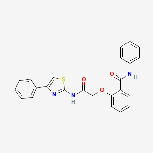 molecular formula C24H19N3O3S B3499487 2-{2-oxo-2-[(4-phenyl-1,3-thiazol-2-yl)amino]ethoxy}-N-phenylbenzamide 