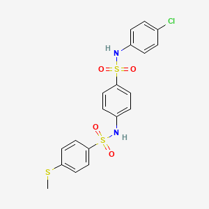 molecular formula C19H17ClN2O4S3 B3499556 N-(4-{[(4-chlorophenyl)amino]sulfonyl}phenyl)-4-(methylthio)benzenesulfonamide 