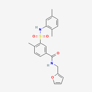 molecular formula C21H22N2O4S B3499613 3-{[(2,5-dimethylphenyl)amino]sulfonyl}-N-(2-furylmethyl)-4-methylbenzamide 
