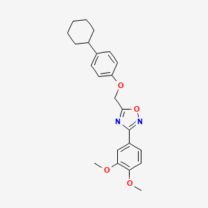 molecular formula C23H26N2O4 B3499616 5-[(4-cyclohexylphenoxy)methyl]-3-(3,4-dimethoxyphenyl)-1,2,4-oxadiazole 