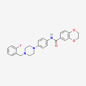 molecular formula C26H26FN3O3 B3499639 N-{4-[4-(2-fluorobenzyl)-1-piperazinyl]phenyl}-2,3-dihydro-1,4-benzodioxine-6-carboxamide 