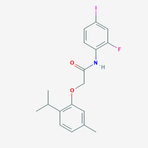 molecular formula C18H19FINO2 B3499651 N-(2-fluoro-4-iodophenyl)-2-(2-isopropyl-5-methylphenoxy)acetamide 