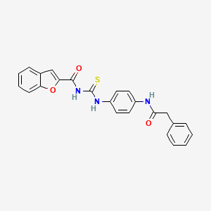 molecular formula C24H19N3O3S B3499652 N-[({4-[(phenylacetyl)amino]phenyl}amino)carbonothioyl]-1-benzofuran-2-carboxamide 