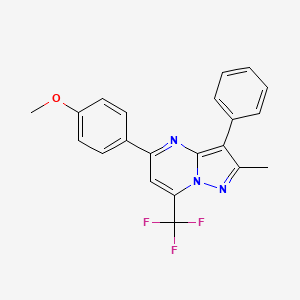 molecular formula C21H16F3N3O B3499682 5-(4-methoxyphenyl)-2-methyl-3-phenyl-7-(trifluoromethyl)pyrazolo[1,5-a]pyrimidine 