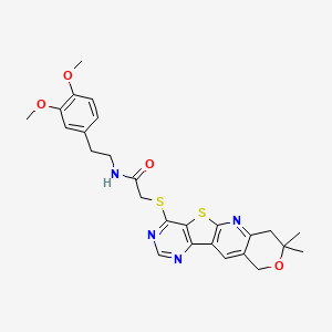 molecular formula C26H28N4O4S2 B3499687 N-[2-(3,4-dimethoxyphenyl)ethyl]-2-[(8,8-dimethyl-7,10-dihydro-8H-pyrano[3'',4'':5',6']pyrido[3',2':4,5]thieno[3,2-d]pyrimidin-4-yl)thio]acetamide 