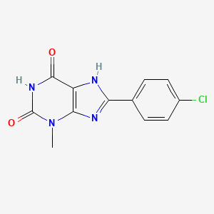 molecular formula C12H9ClN4O2 B3499697 8-(4-chlorophenyl)-3-methyl-3,7-dihydro-1H-purine-2,6-dione 