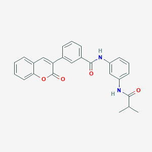 molecular formula C26H22N2O4 B3499711 N-[3-(isobutyrylamino)phenyl]-3-(2-oxo-2H-chromen-3-yl)benzamide 