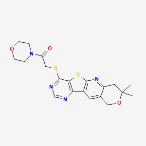 molecular formula C20H22N4O3S2 B3499716 8,8-dimethyl-4-{[2-(4-morpholinyl)-2-oxoethyl]thio}-7,10-dihydro-8H-pyrano[3'',4'':5',6']pyrido[3',2':4,5]thieno[3,2-d]pyrimidine 