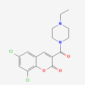 molecular formula C16H16Cl2N2O3 B3499733 6,8-dichloro-3-[(4-ethyl-1-piperazinyl)carbonyl]-2H-chromen-2-one 