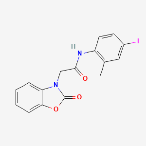 molecular formula C16H13IN2O3 B3499735 N-(4-iodo-2-methylphenyl)-2-(2-oxo-1,3-benzoxazol-3(2H)-yl)acetamide 