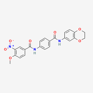 molecular formula C23H19N3O7 B3499750 N-{4-[(2,3-dihydro-1,4-benzodioxin-6-ylamino)carbonyl]phenyl}-4-methoxy-3-nitrobenzamide 