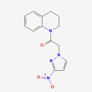 molecular formula C14H14N4O3 B3499783 1-[(3-nitro-1H-pyrazol-1-yl)acetyl]-1,2,3,4-tetrahydroquinoline 