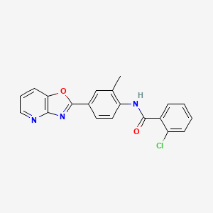 molecular formula C20H14ClN3O2 B3499784 2-chloro-N-(2-methyl-4-[1,3]oxazolo[4,5-b]pyridin-2-ylphenyl)benzamide 