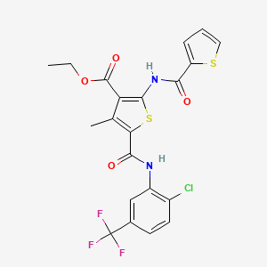 molecular formula C21H16ClF3N2O4S2 B3499791 ethyl 5-({[2-chloro-5-(trifluoromethyl)phenyl]amino}carbonyl)-4-methyl-2-[(2-thienylcarbonyl)amino]-3-thiophenecarboxylate 