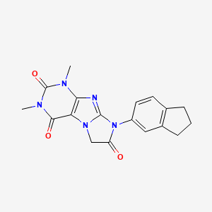 molecular formula C18H17N5O3 B3499794 8-(2,3-dihydro-1H-inden-5-yl)-1,3-dimethyl-1H-imidazo[2,1-f]purine-2,4,7(3H,6H,8H)-trione 