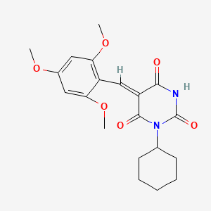 molecular formula C20H24N2O6 B3499817 1-cyclohexyl-5-(2,4,6-trimethoxybenzylidene)-2,4,6(1H,3H,5H)-pyrimidinetrione 