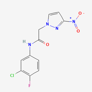 molecular formula C11H8ClFN4O3 B3499827 N-(3-chloro-4-fluorophenyl)-2-(3-nitro-1H-pyrazol-1-yl)acetamide 