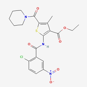 molecular formula C21H22ClN3O6S B3499861 ethyl 2-[(2-chloro-5-nitrobenzoyl)amino]-4-methyl-5-(1-piperidinylcarbonyl)-3-thiophenecarboxylate 