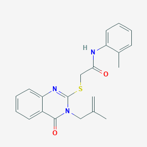 molecular formula C21H21N3O2S B3499912 N-(2-methylphenyl)-2-{[3-(2-methyl-2-propen-1-yl)-4-oxo-3,4-dihydro-2-quinazolinyl]thio}acetamide 