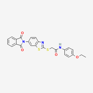 molecular formula C25H19N3O4S2 B3499923 2-{[6-(1,3-dioxo-1,3-dihydro-2H-isoindol-2-yl)-1,3-benzothiazol-2-yl]thio}-N-(4-ethoxyphenyl)acetamide 
