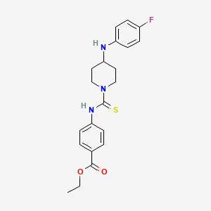 molecular formula C21H24FN3O2S B3499932 ethyl 4-[({4-[(4-fluorophenyl)amino]-1-piperidinyl}carbonothioyl)amino]benzoate 