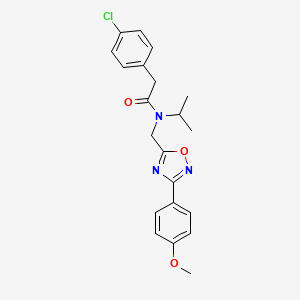 molecular formula C21H22ClN3O3 B3499939 2-(4-chlorophenyl)-N-isopropyl-N-{[3-(4-methoxyphenyl)-1,2,4-oxadiazol-5-yl]methyl}acetamide 