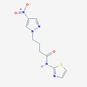 molecular formula C10H11N5O3S B3499941 4-(4-nitro-1H-pyrazol-1-yl)-N-1,3-thiazol-2-ylbutanamide 