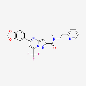 molecular formula C23H18F3N5O3 B3499959 5-(1,3-benzodioxol-5-yl)-N-methyl-N-[2-(2-pyridinyl)ethyl]-7-(trifluoromethyl)pyrazolo[1,5-a]pyrimidine-2-carboxamide 
