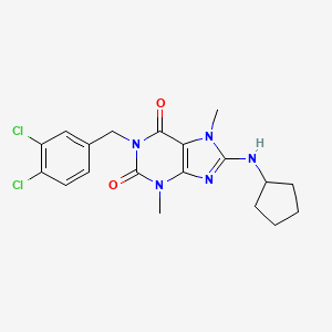 molecular formula C19H21Cl2N5O2 B3499967 8-(cyclopentylamino)-1-(3,4-dichlorobenzyl)-3,7-dimethyl-3,7-dihydro-1H-purine-2,6-dione 