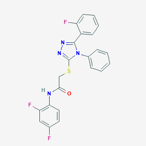molecular formula C22H15F3N4OS B350000 N-(2,4-difluorophenyl)-2-{[5-(2-fluorophenyl)-4-phenyl-4H-1,2,4-triazol-3-yl]sulfanyl}acetamide CAS No. 896846-30-3