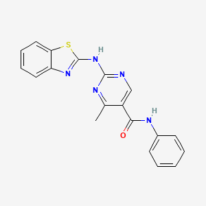 molecular formula C19H15N5OS B3500025 2-(1,3-benzothiazol-2-ylamino)-4-methyl-N-phenyl-5-pyrimidinecarboxamide 