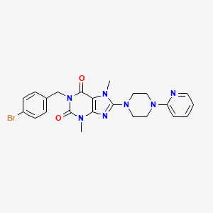 molecular formula C23H24BrN7O2 B3500031 1-(4-bromobenzyl)-3,7-dimethyl-8-[4-(2-pyridinyl)-1-piperazinyl]-3,7-dihydro-1H-purine-2,6-dione 
