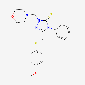 molecular formula C21H24N4O2S2 B3500050 5-{[(4-methoxyphenyl)thio]methyl}-2-(4-morpholinylmethyl)-4-phenyl-2,4-dihydro-3H-1,2,4-triazole-3-thione 