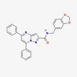 molecular formula C27H20N4O3 B3500082 N-(1,3-benzodioxol-5-ylmethyl)-5,7-diphenylpyrazolo[1,5-a]pyrimidine-2-carboxamide 