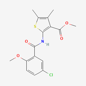 molecular formula C16H16ClNO4S B3500094 methyl 2-[(5-chloro-2-methoxybenzoyl)amino]-4,5-dimethyl-3-thiophenecarboxylate 