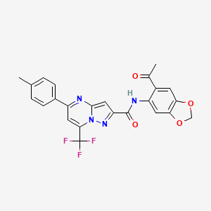 molecular formula C24H17F3N4O4 B3500123 N-(6-acetyl-1,3-benzodioxol-5-yl)-5-(4-methylphenyl)-7-(trifluoromethyl)pyrazolo[1,5-a]pyrimidine-2-carboxamide 