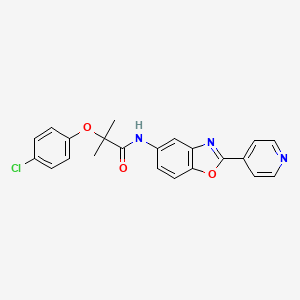 2-(4-chlorophenoxy)-2-methyl-N-[2-(4-pyridinyl)-1,3-benzoxazol-5-yl]propanamide