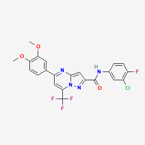 molecular formula C22H15ClF4N4O3 B3500177 N-(3-chloro-4-fluorophenyl)-5-(3,4-dimethoxyphenyl)-7-(trifluoromethyl)pyrazolo[1,5-a]pyrimidine-2-carboxamide 