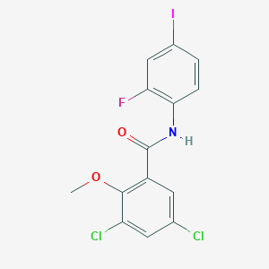 3,5-dichloro-N-(2-fluoro-4-iodophenyl)-2-methoxybenzamide