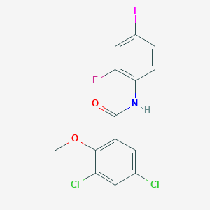 molecular formula C14H9Cl2FINO2 B3500179 3,5-dichloro-N-(2-fluoro-4-iodophenyl)-2-methoxybenzamide 