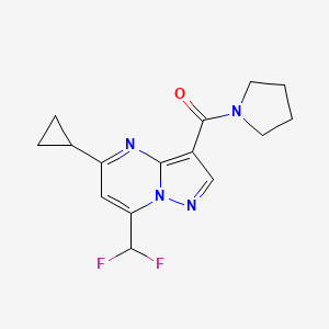 molecular formula C15H16F2N4O B3500206 5-cyclopropyl-7-(difluoromethyl)-3-(1-pyrrolidinylcarbonyl)pyrazolo[1,5-a]pyrimidine 