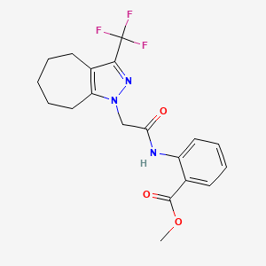 molecular formula C19H20F3N3O3 B3500213 methyl 2-({[3-(trifluoromethyl)-5,6,7,8-tetrahydrocyclohepta[c]pyrazol-1(4H)-yl]acetyl}amino)benzoate 