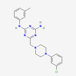 molecular formula C21H24ClN7 B3500231 6-{[4-(3-chlorophenyl)-1-piperazinyl]methyl}-N-(3-methylphenyl)-1,3,5-triazine-2,4-diamine 