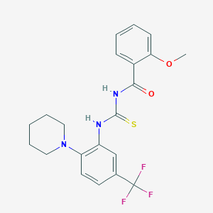 molecular formula C21H22F3N3O2S B3500237 2-methoxy-N-({[2-(1-piperidinyl)-5-(trifluoromethyl)phenyl]amino}carbonothioyl)benzamide 